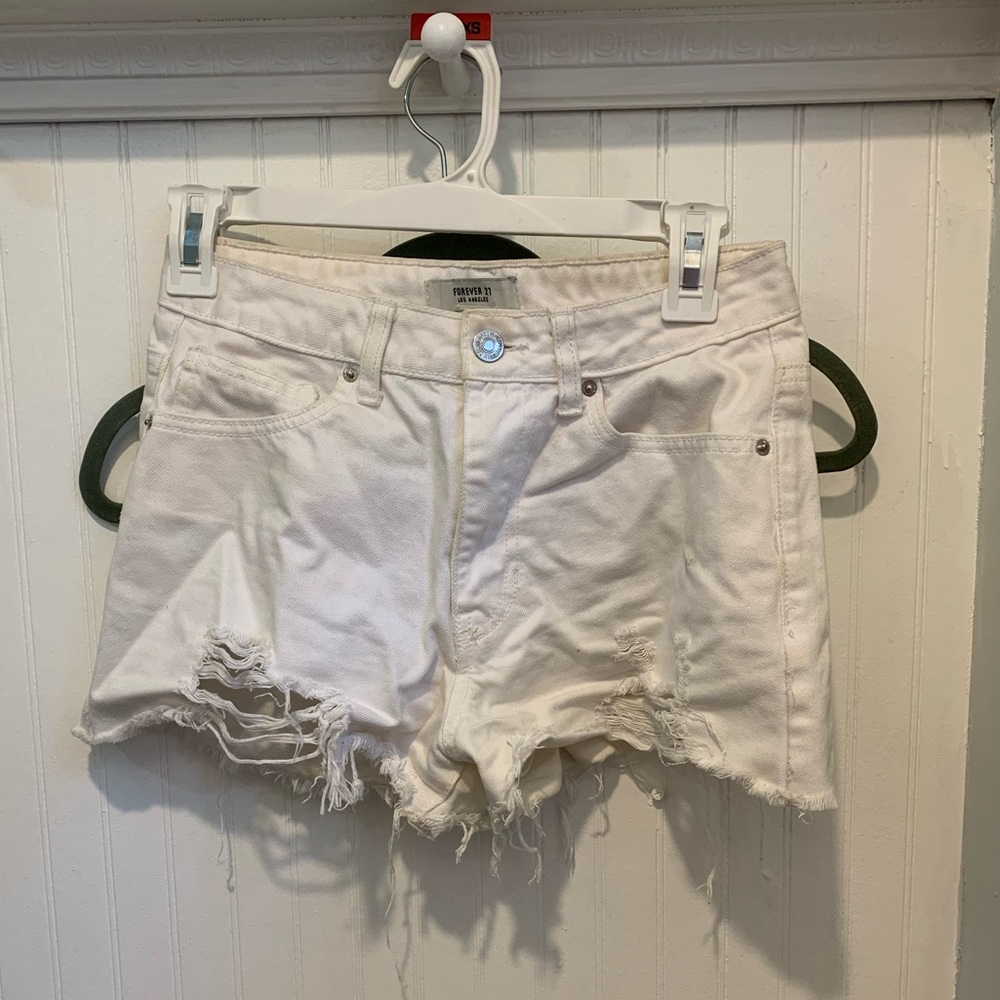 Forever 21 white ripped shorts